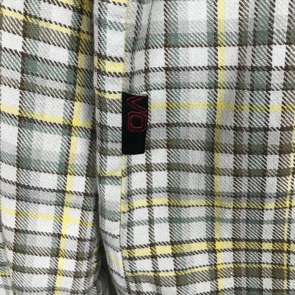 Volcom plaid snap front flannel shirt long sleeve skater size S neutral color - Picture 8 of 8